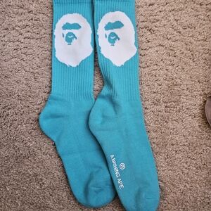 Bape Teal Athletic Socks with White Logo